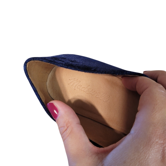 Madewell Ella Royal Blue Velvet Block Heel Pumps - Picture 8 of 13